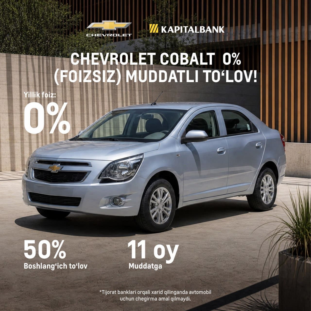 Chevrolet Cobalt - Kapitalbank bilan yanada qulay shartlarda!